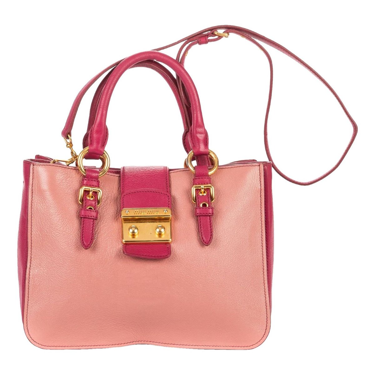 Madras leather tote