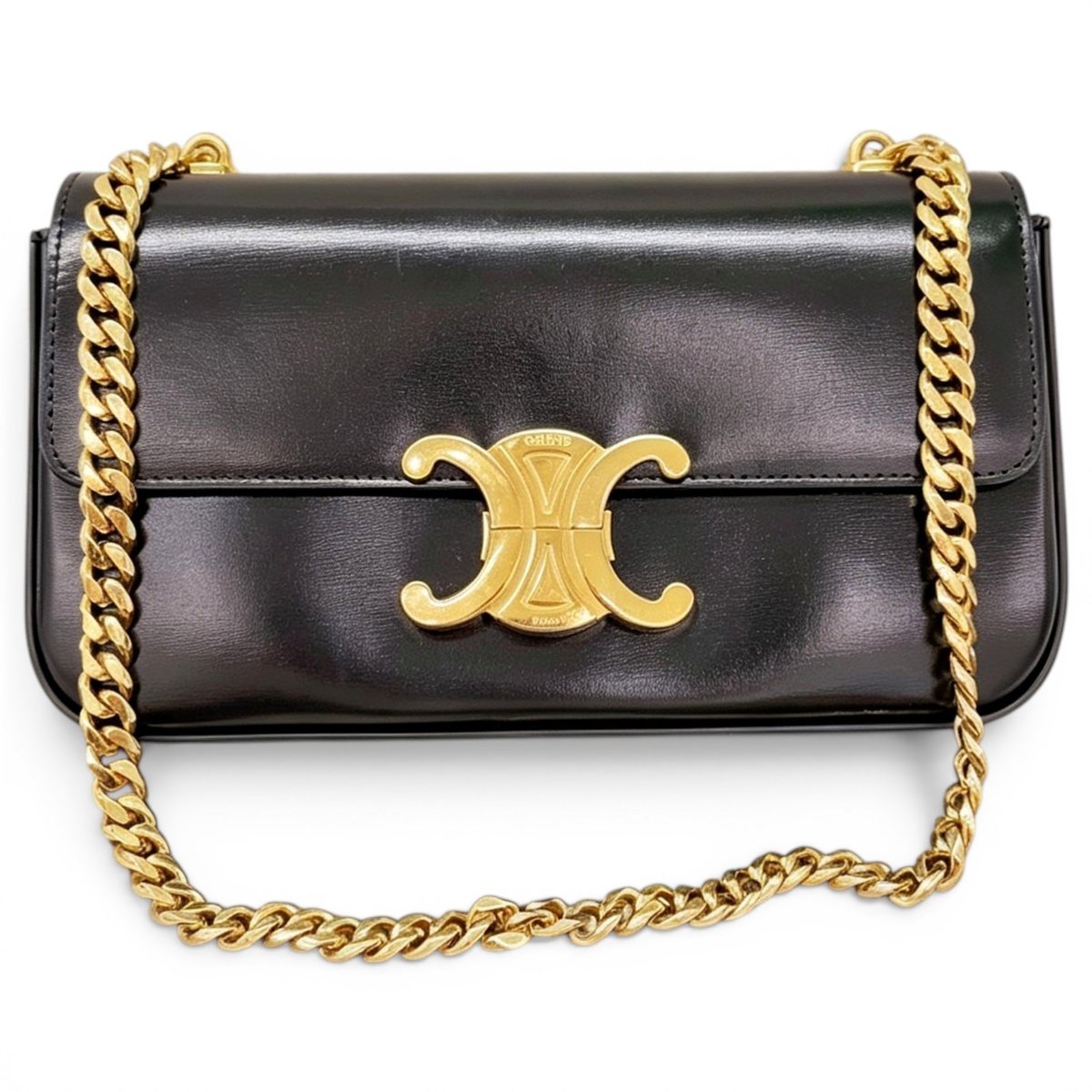 Triomphe chain leather handbag