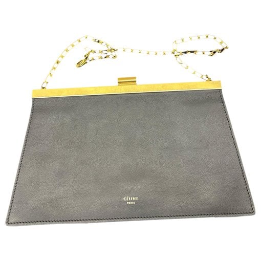 Clasp leather handbag