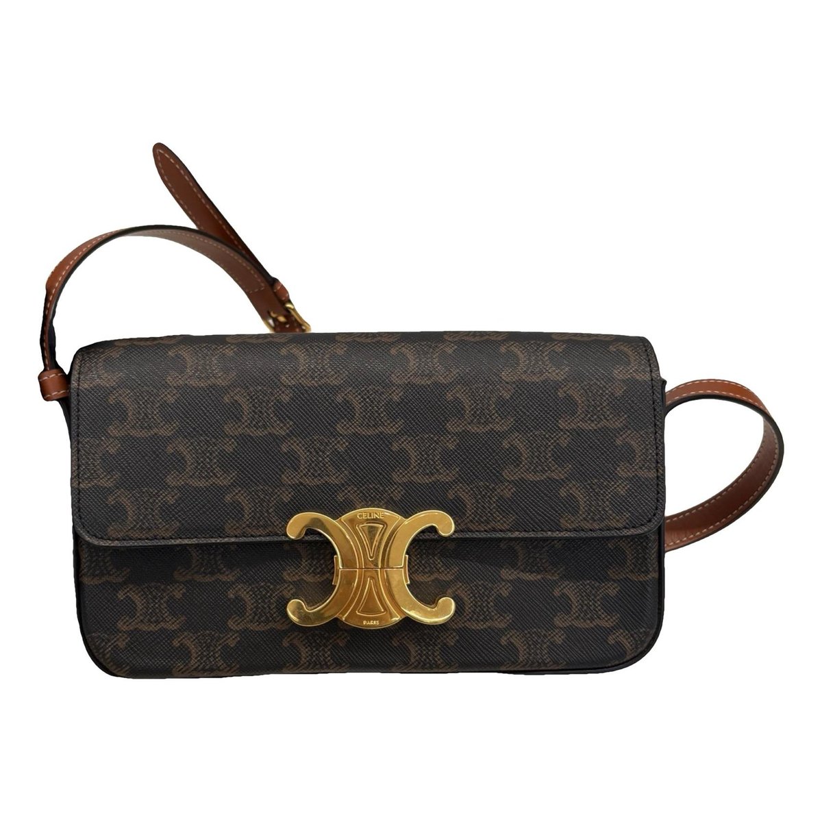 Triomphe chain leather handbag