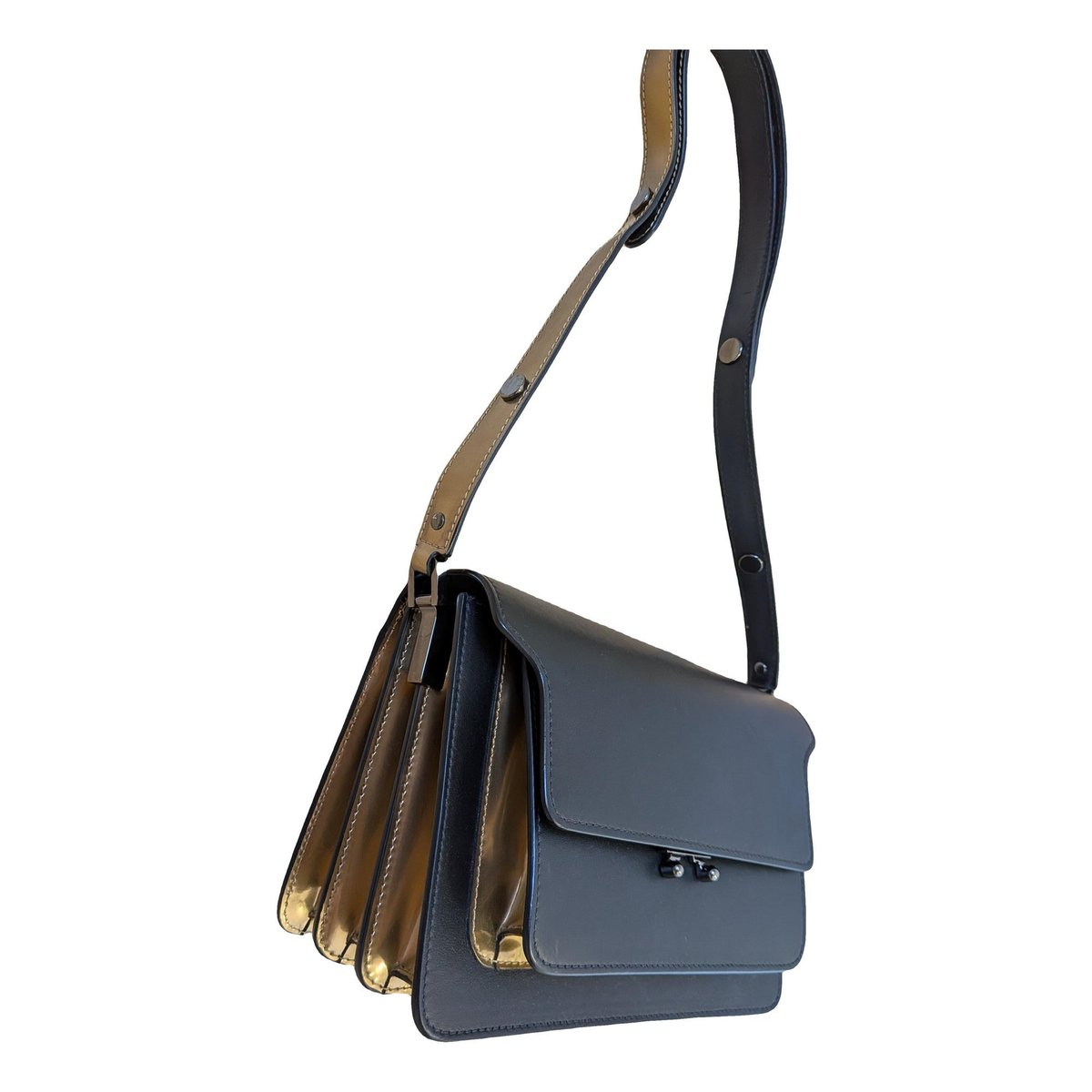 Trunk leather crossbody bag