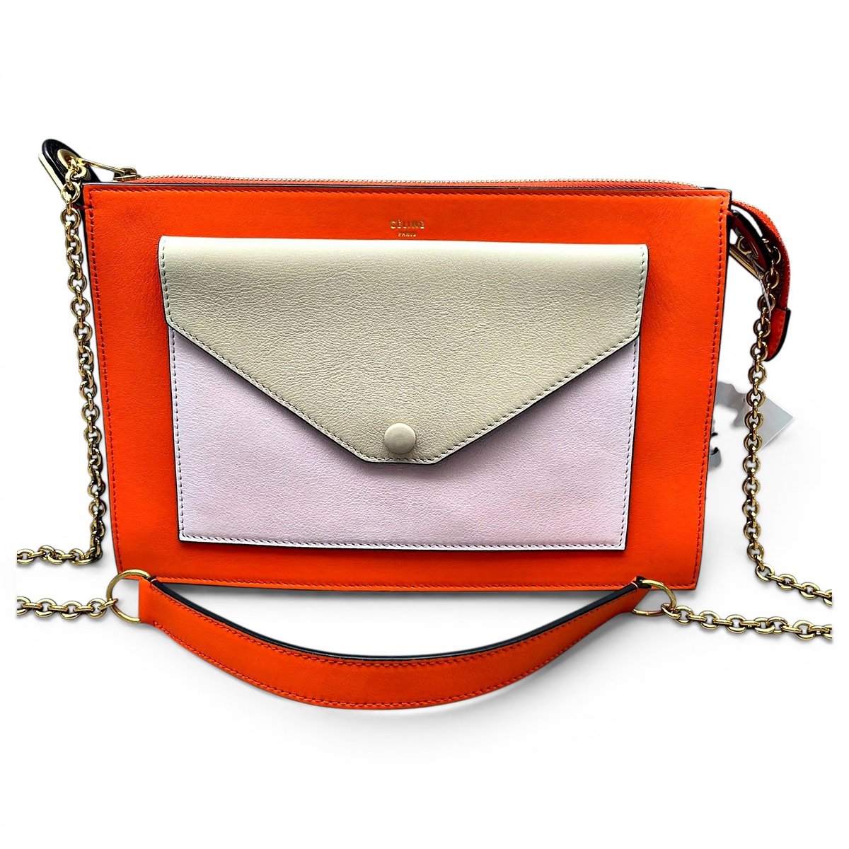 Pocket leather handbag