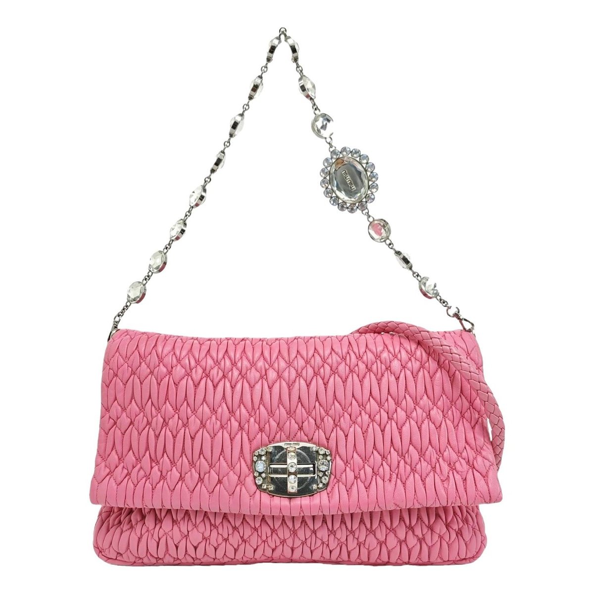 Miu Crystal leather handbag
