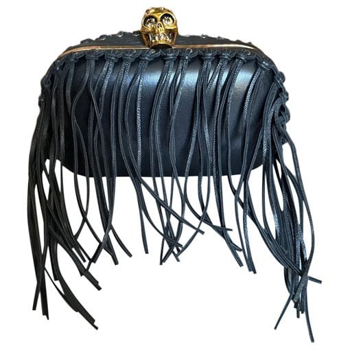 Skull leather clutch bag