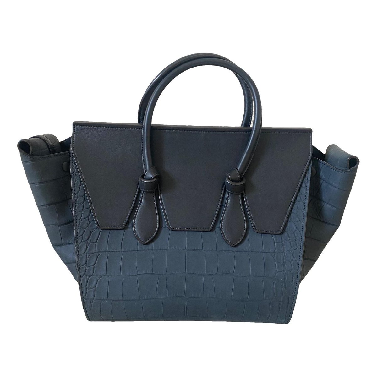 Tie leather handbag