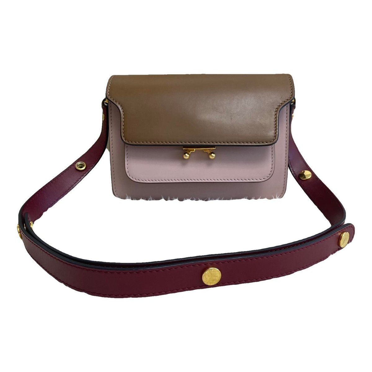 Trunk leather crossbody bag