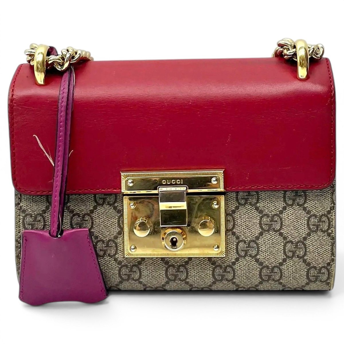 Padlock leather handbag
