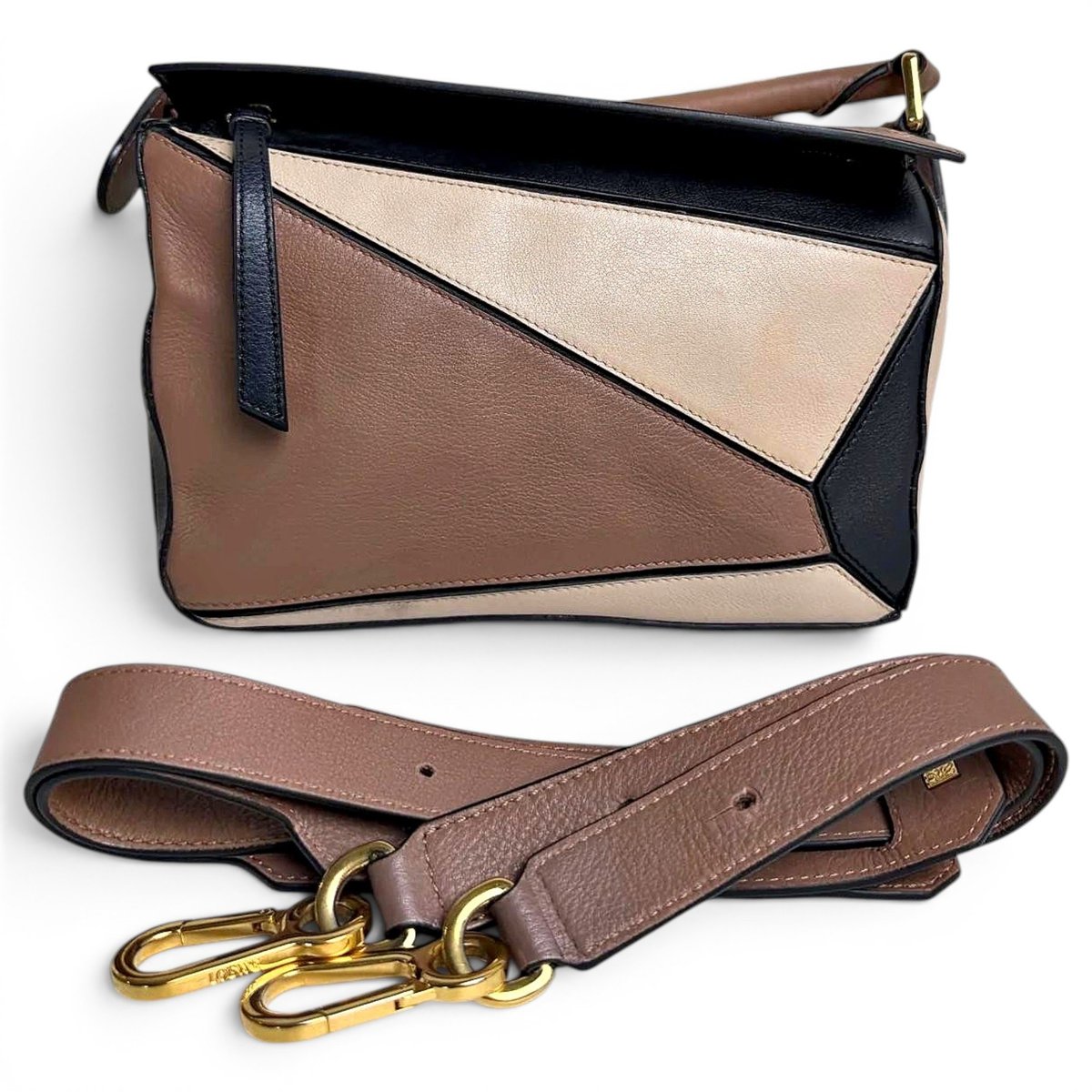 Puzzle leather handbag