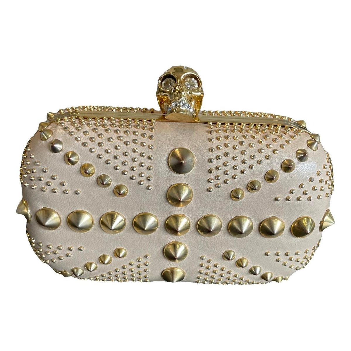 Skull leather clutch bag