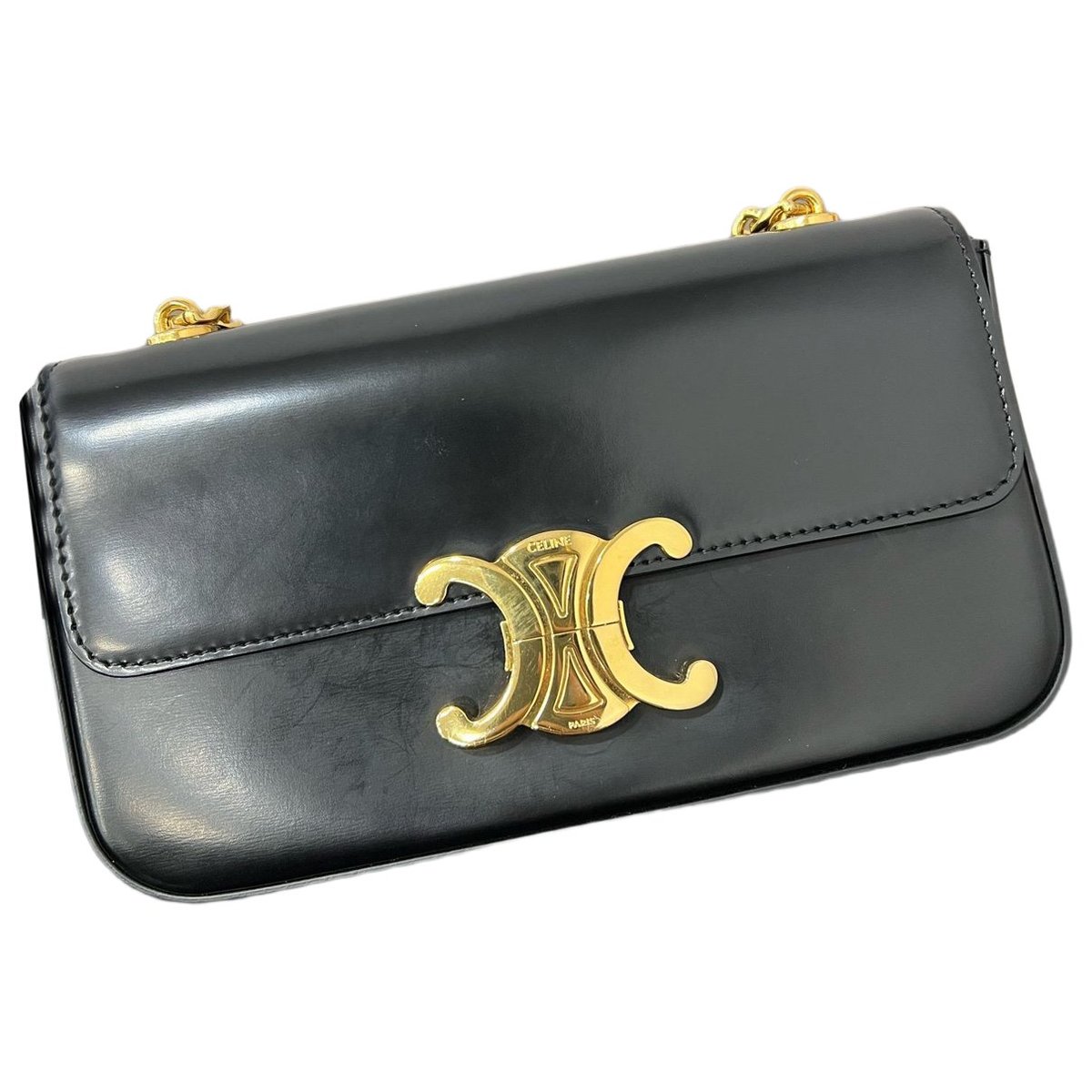 Triomphe chain leather handbag