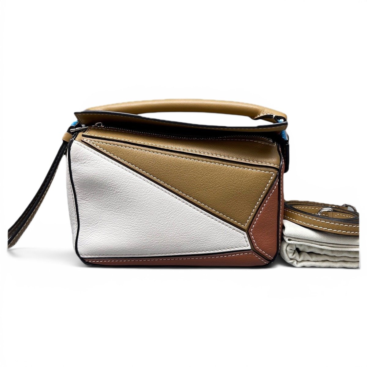 Puzzle leather handbag