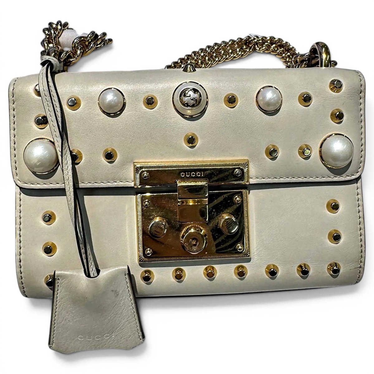 Padlock leather handbag