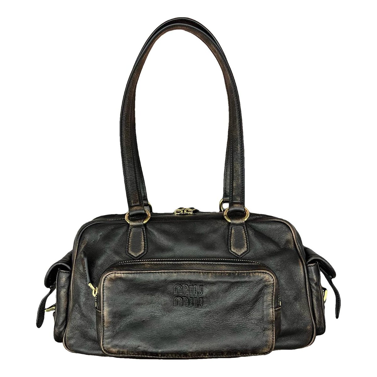 Pocket leather handbag