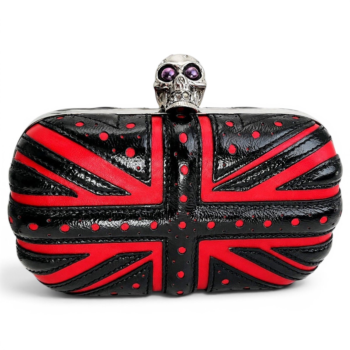 Skull leather clutch bag