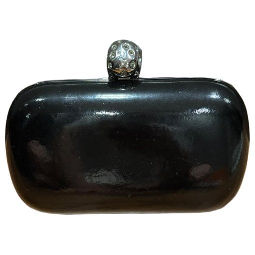 Skull patent leather clutch bag