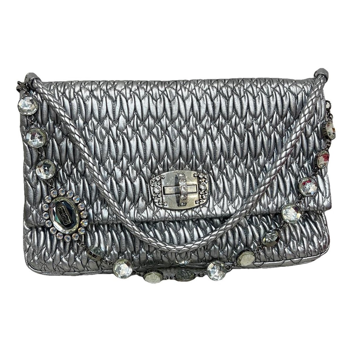 Miu Crystal leather handbag