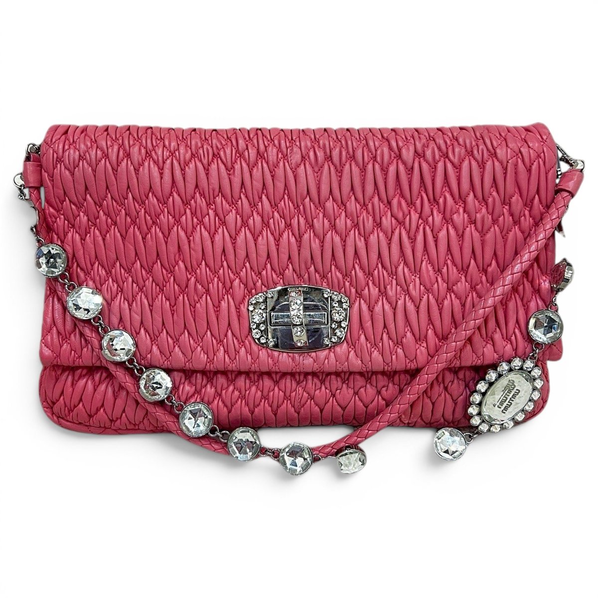 Miu Crystal leather handbag