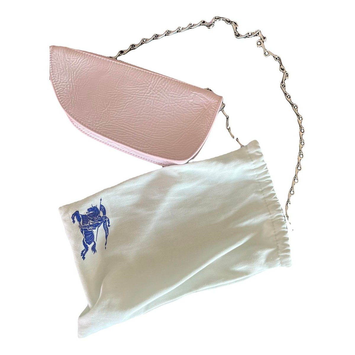 Shield patent leather handbag
