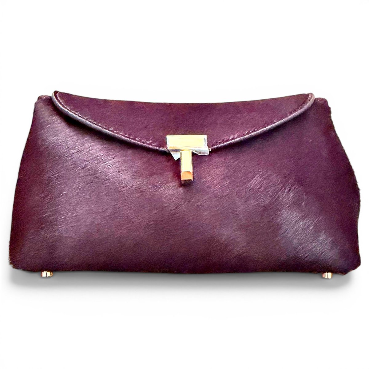 T-Lock pony-style calfskin clutch bag