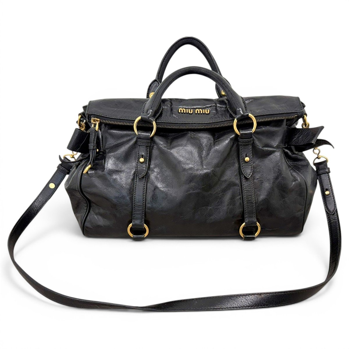 Bow bag leather handbag