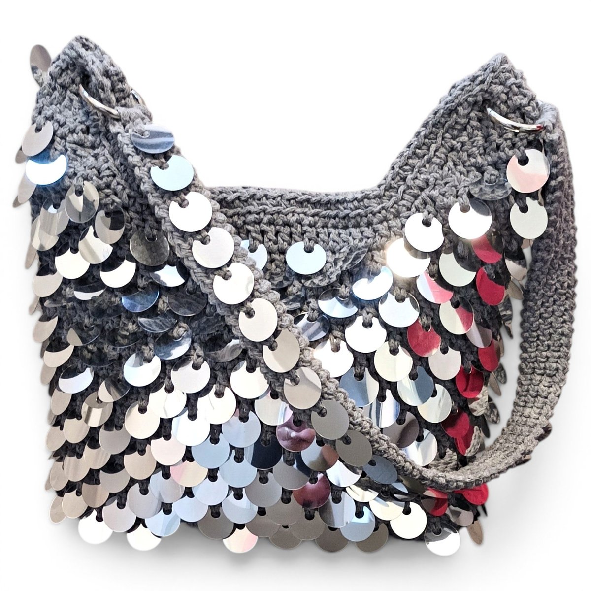 Crochet glitter handbag