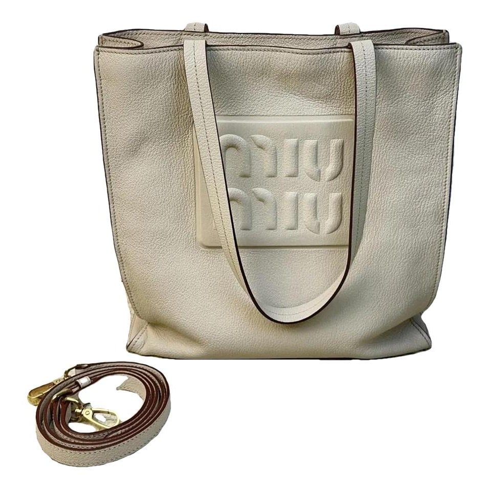 Madras leather tote
