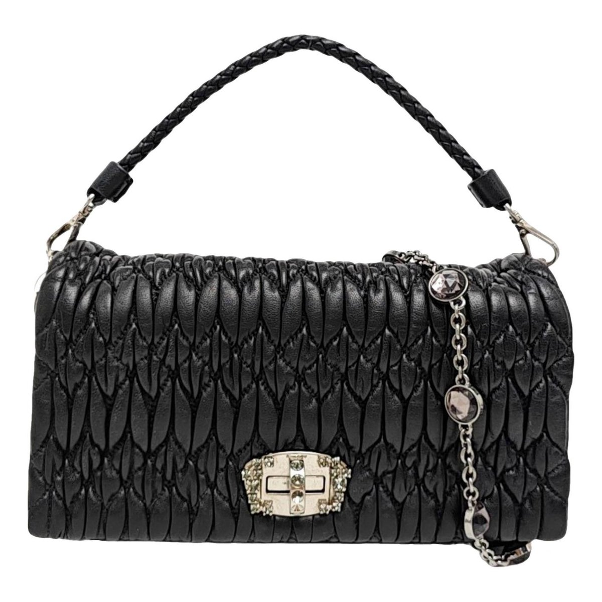 Miu Crystal leather handbag