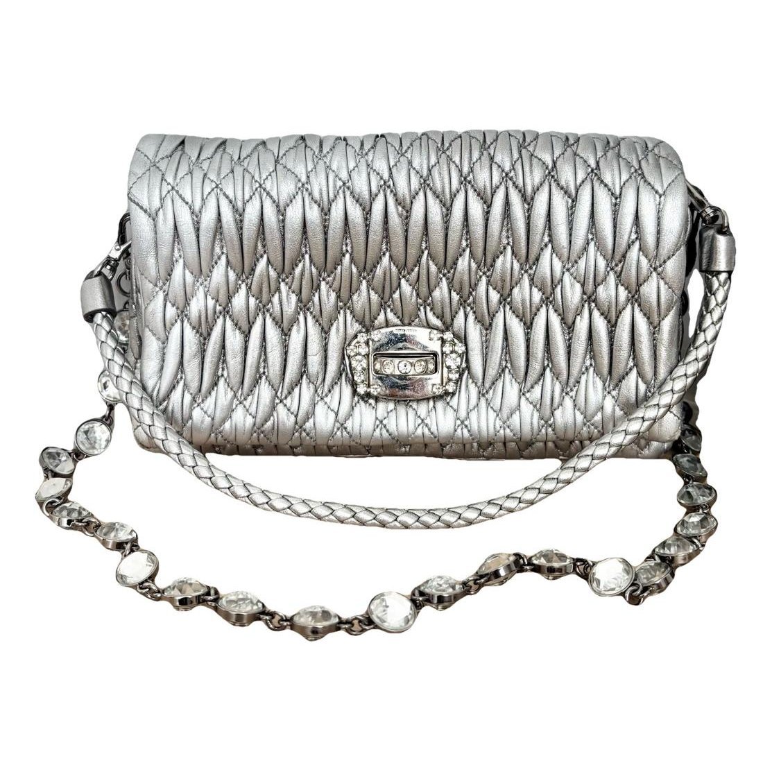 Miu Crystal leather handbag