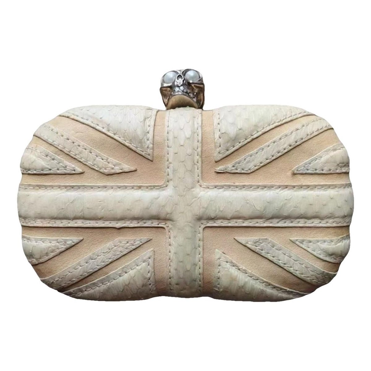 Skull leather clutch bag