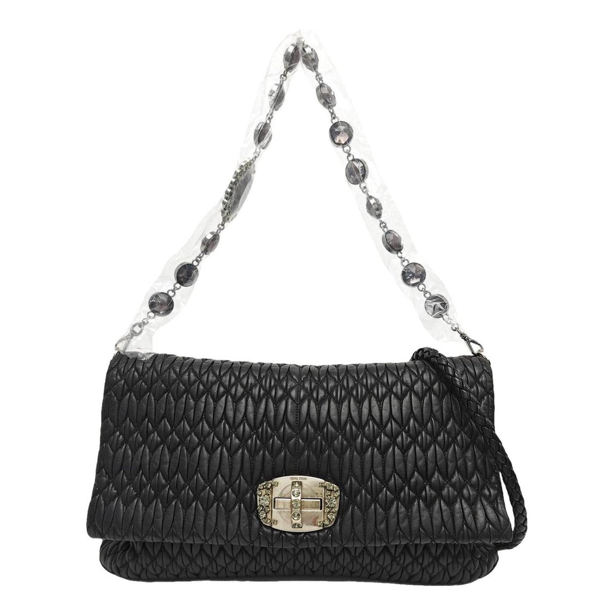 Miu Crystal leather handbag