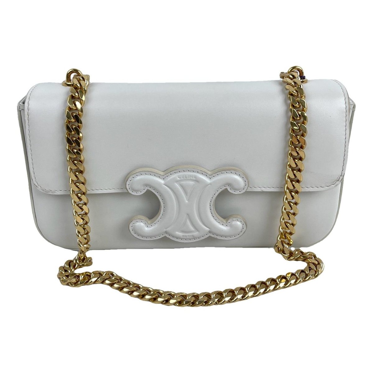 Triomphe chain leather handbag