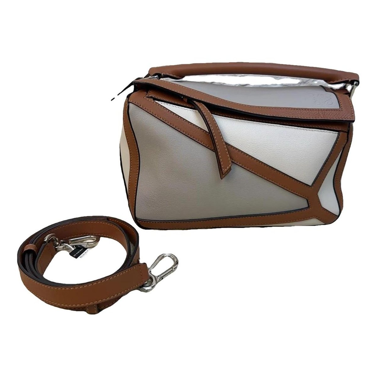 Puzzle leather handbag