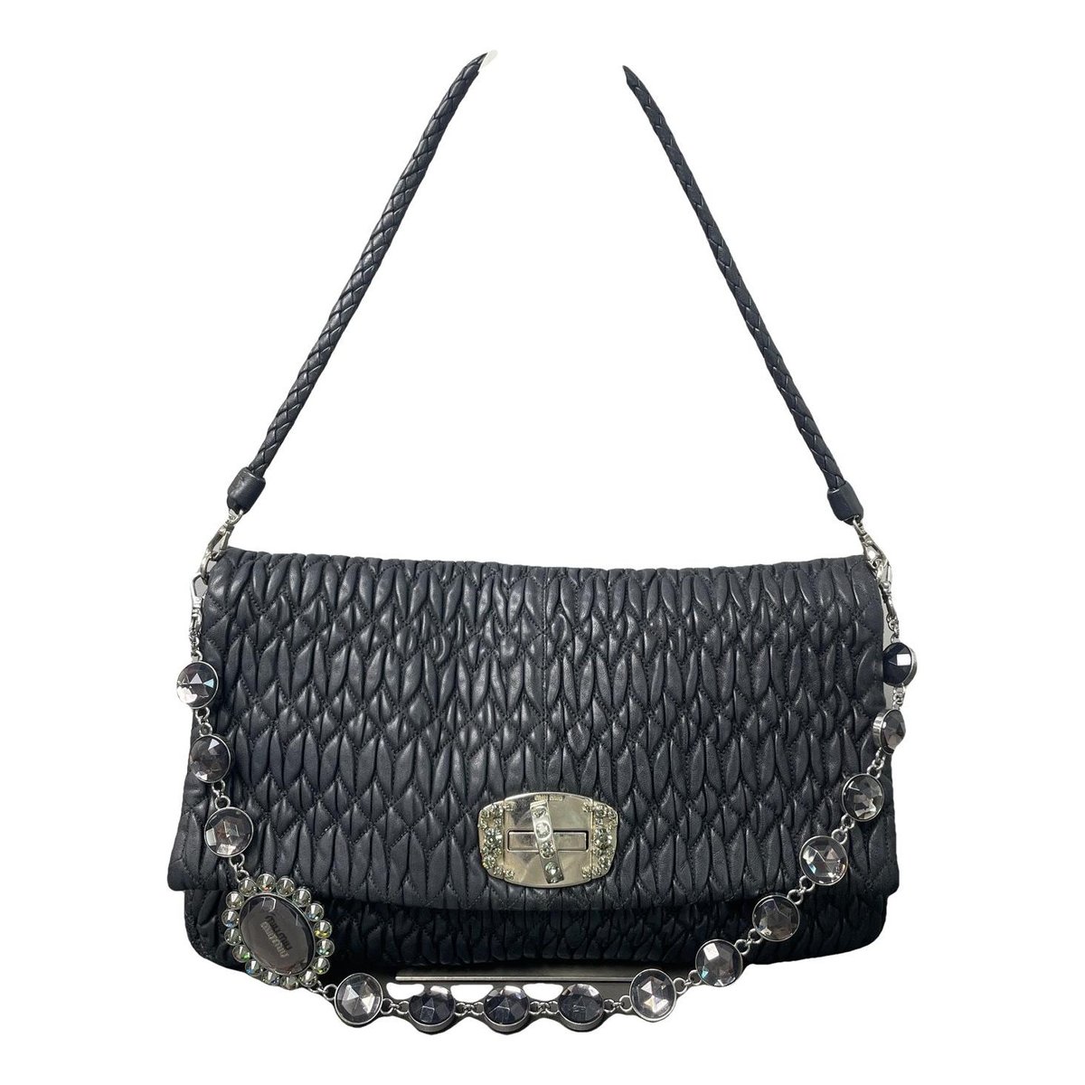 Miu Crystal leather handbag