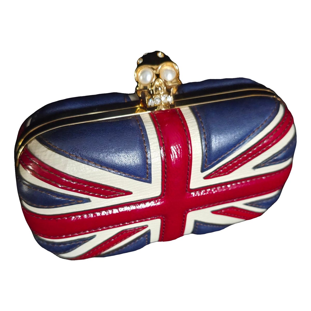Skull leather clutch bag