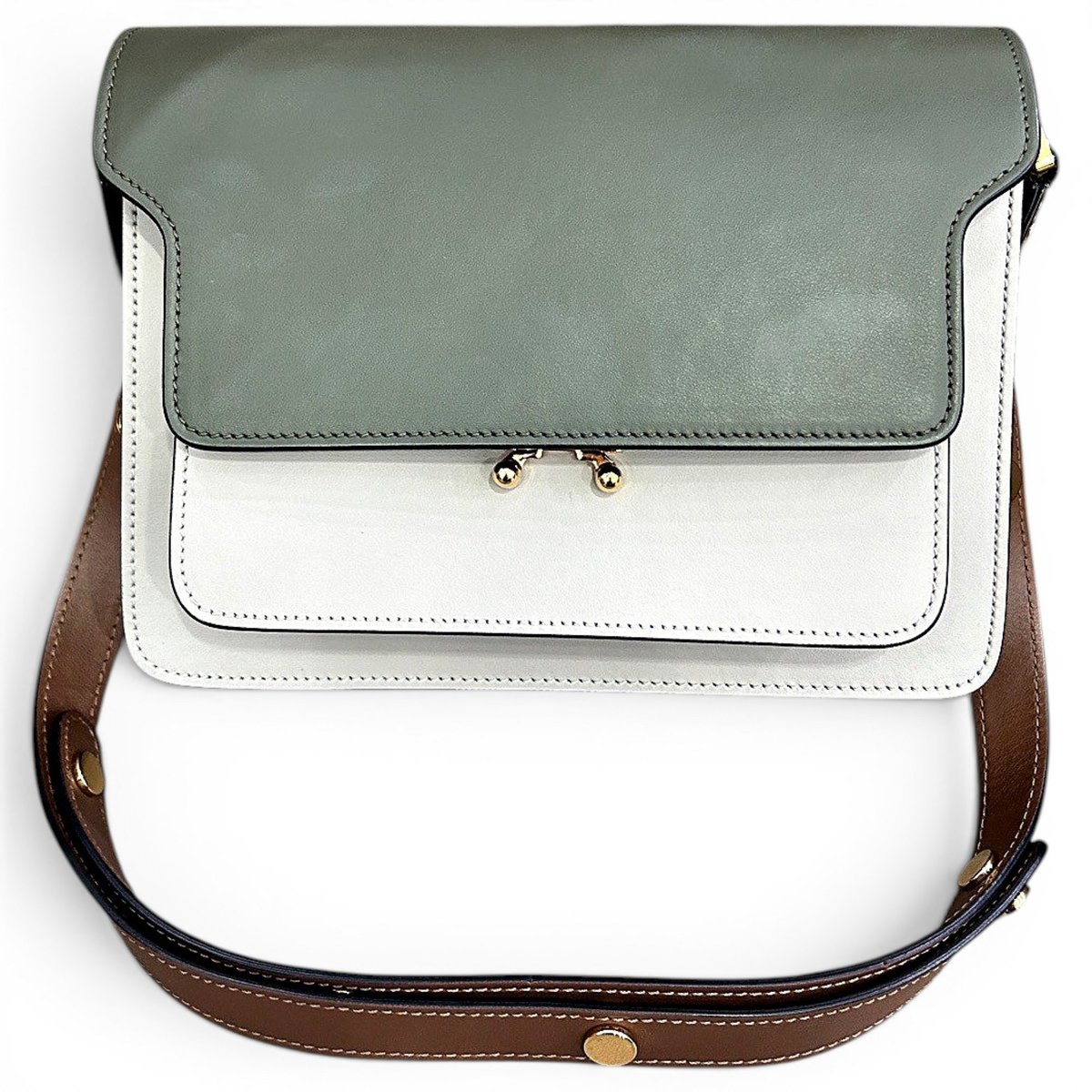 Trunk leather crossbody bag