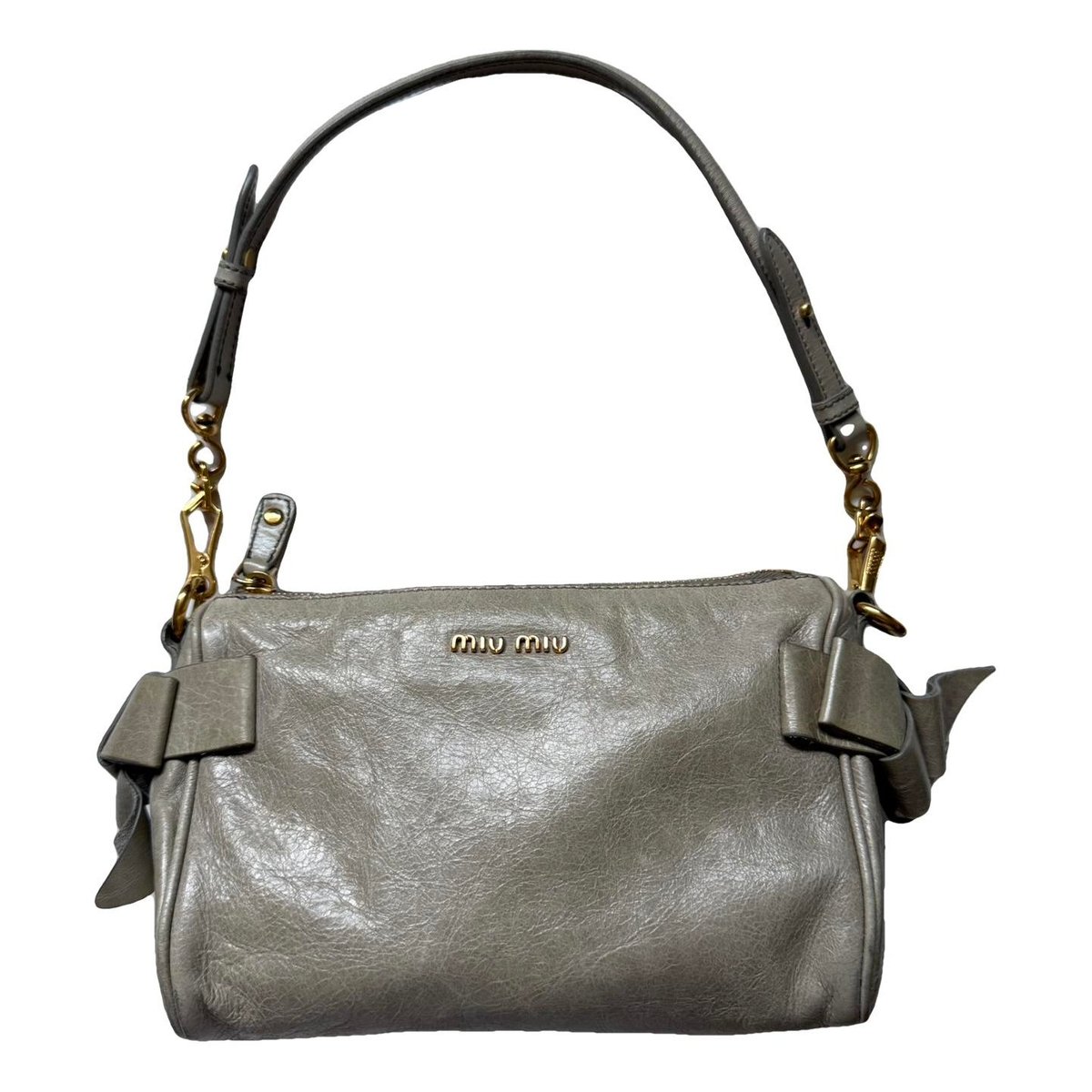 Bow bag leather handbag