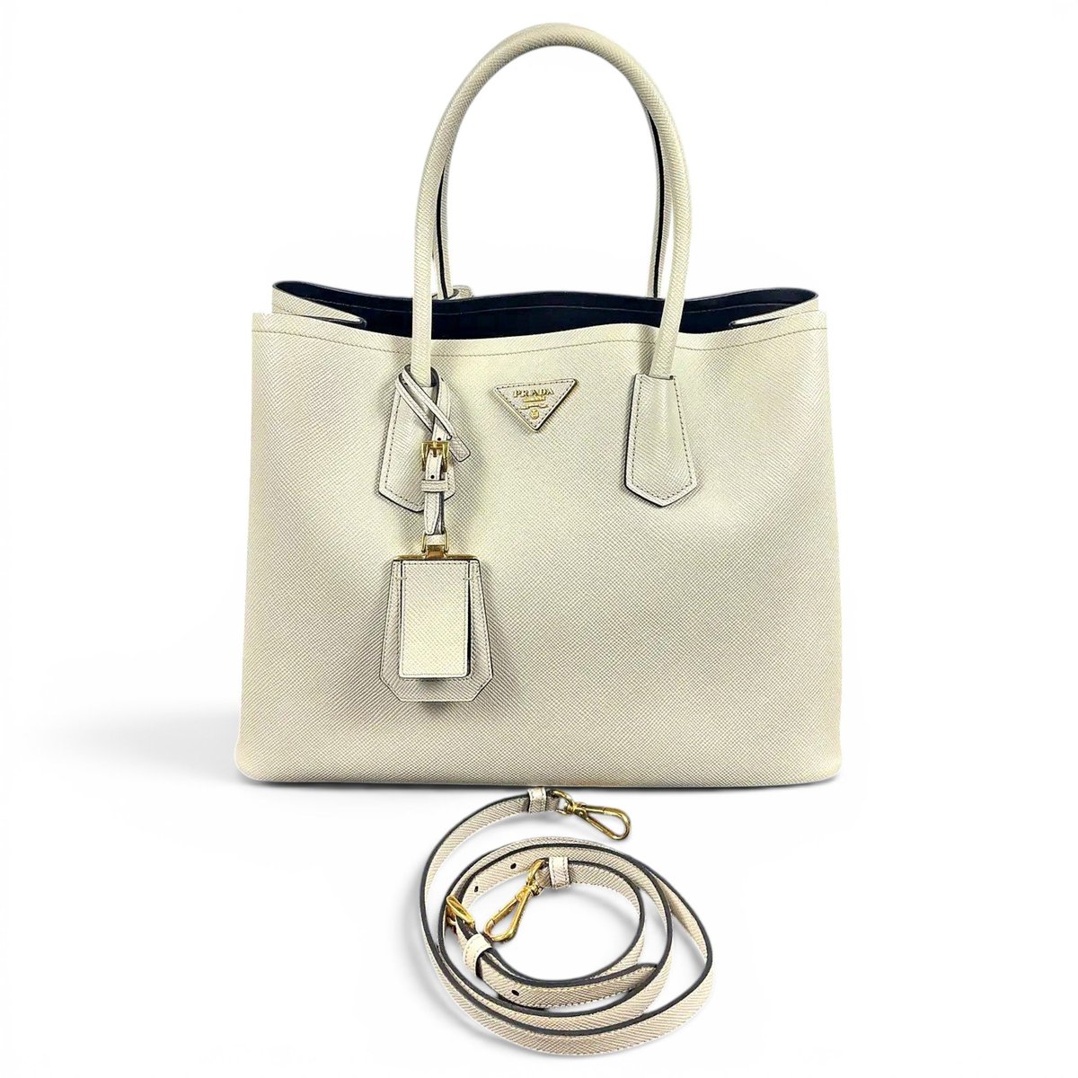 Double leather handbag
