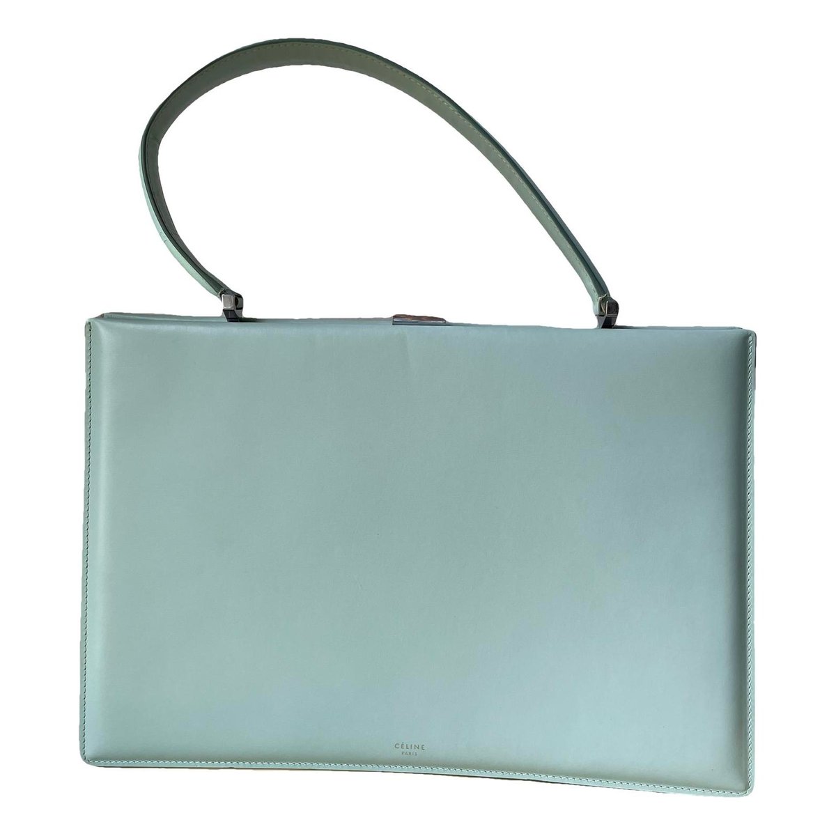 Clasp leather handbag
