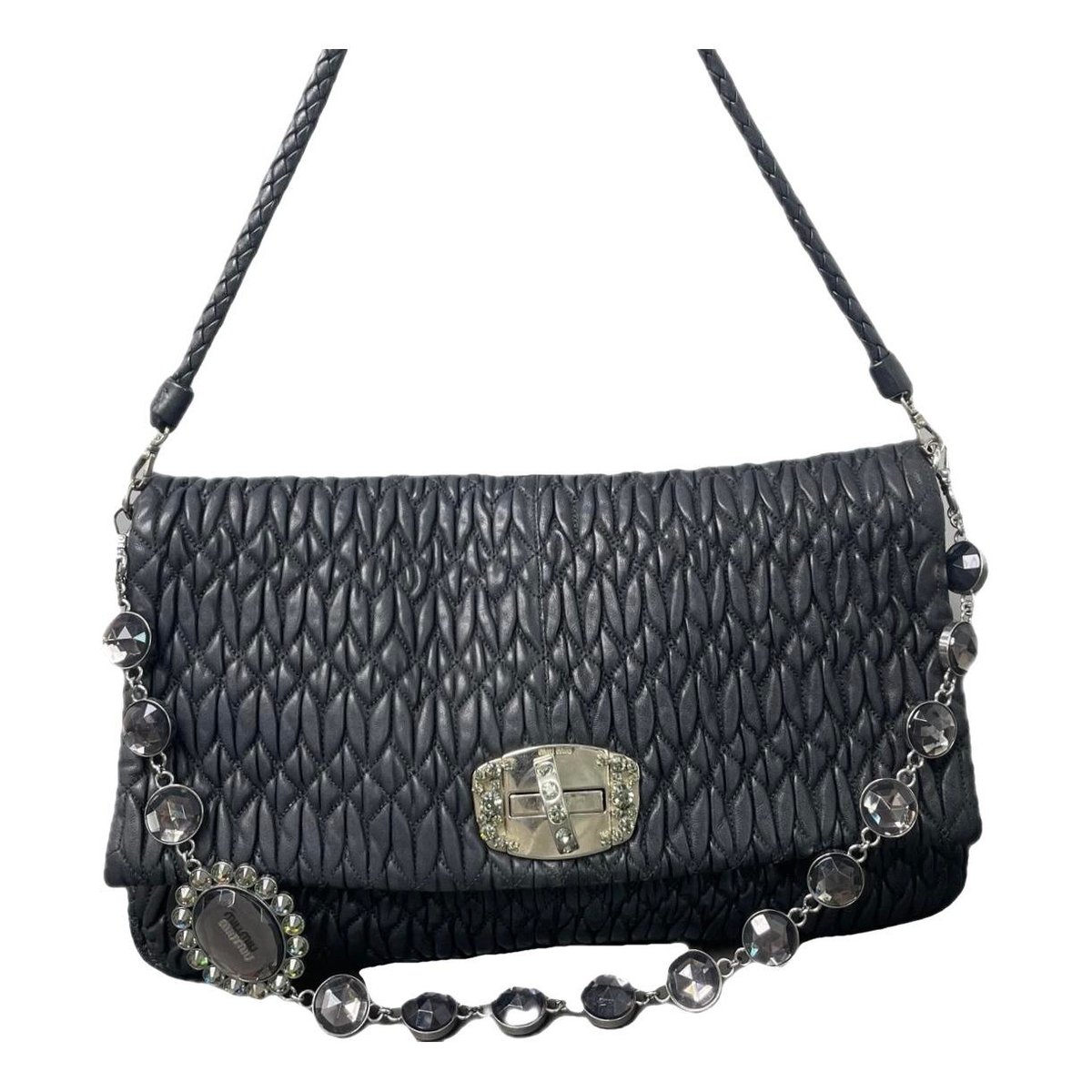 Miu Crystal leather handbag