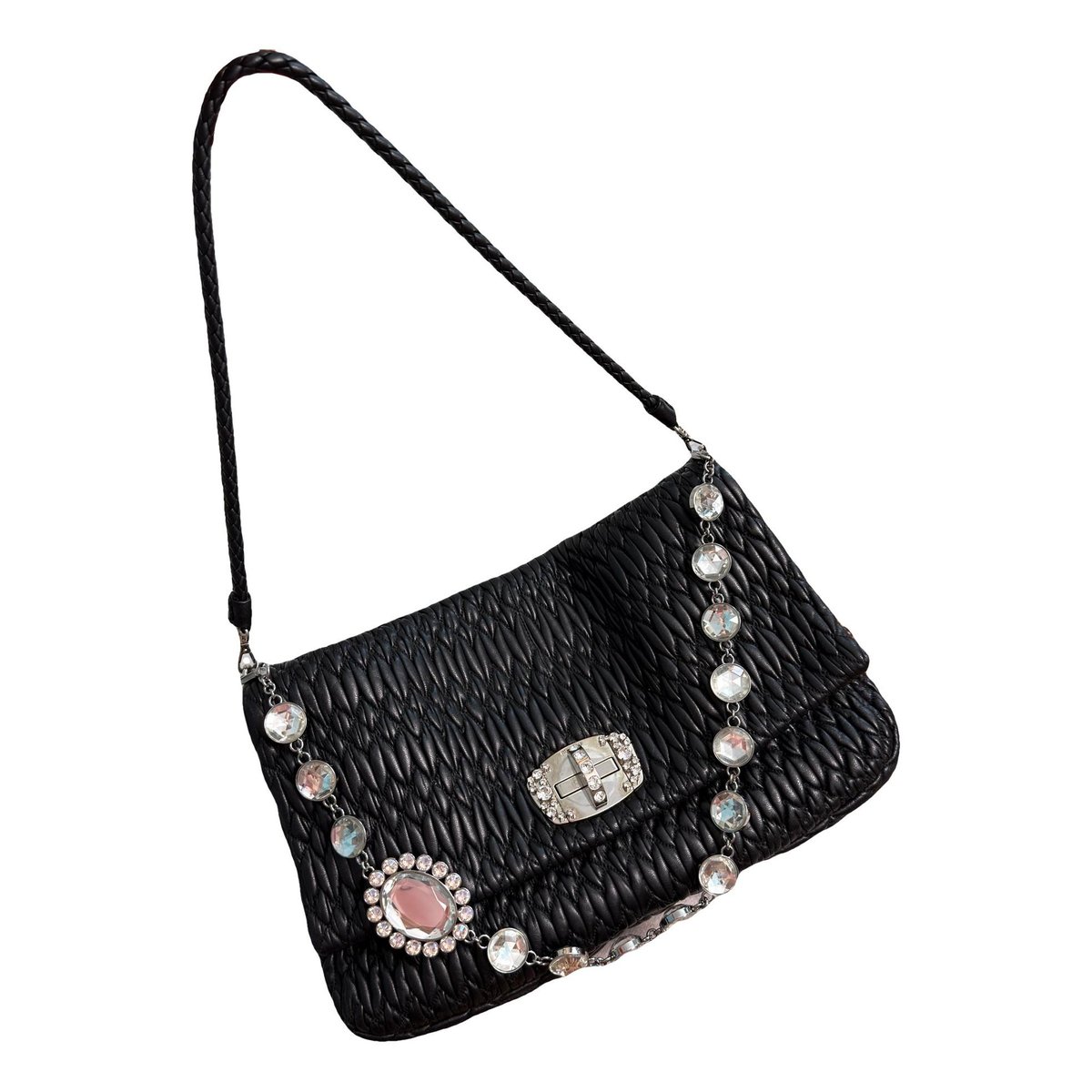 Miu Crystal leather handbag