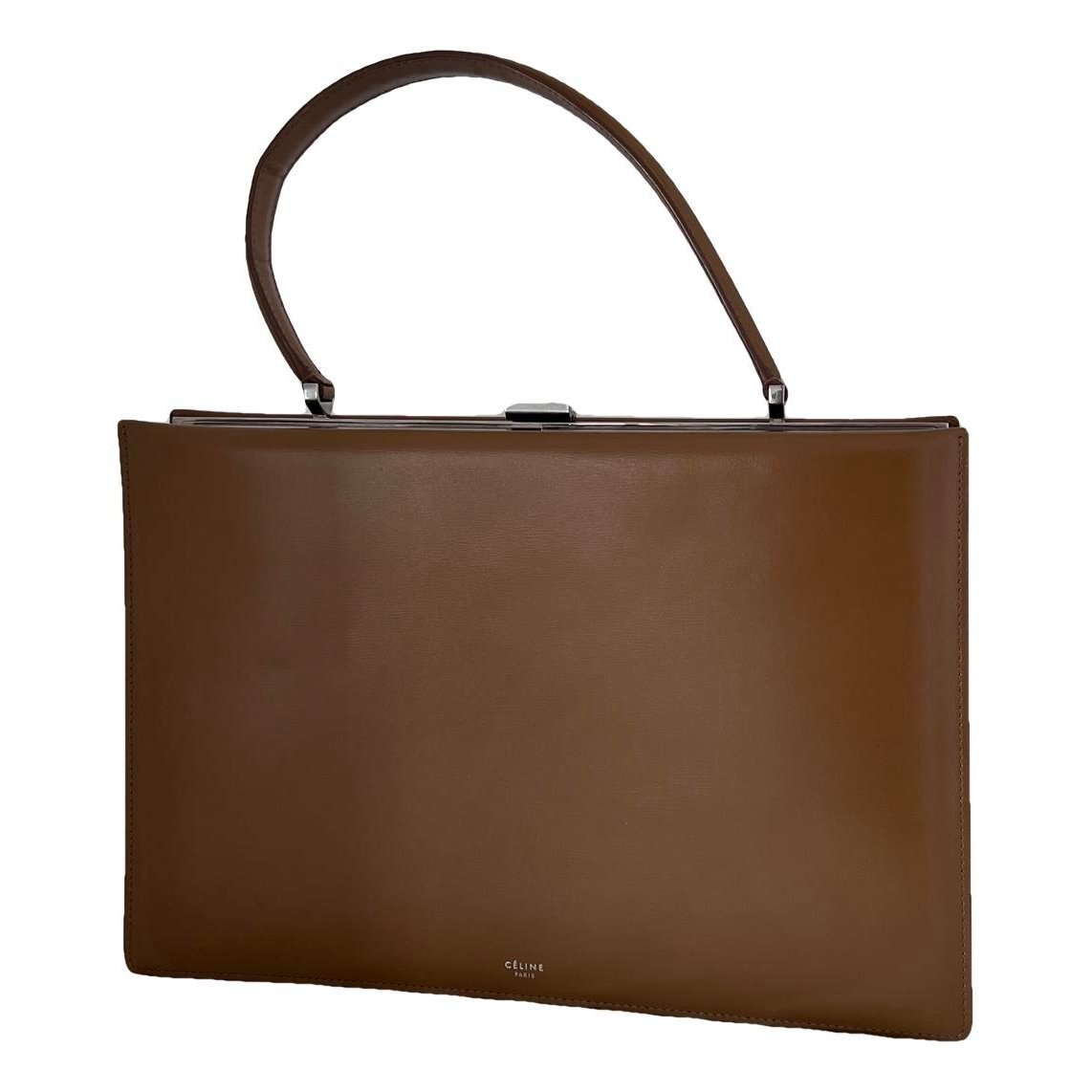 Clasp leather handbag