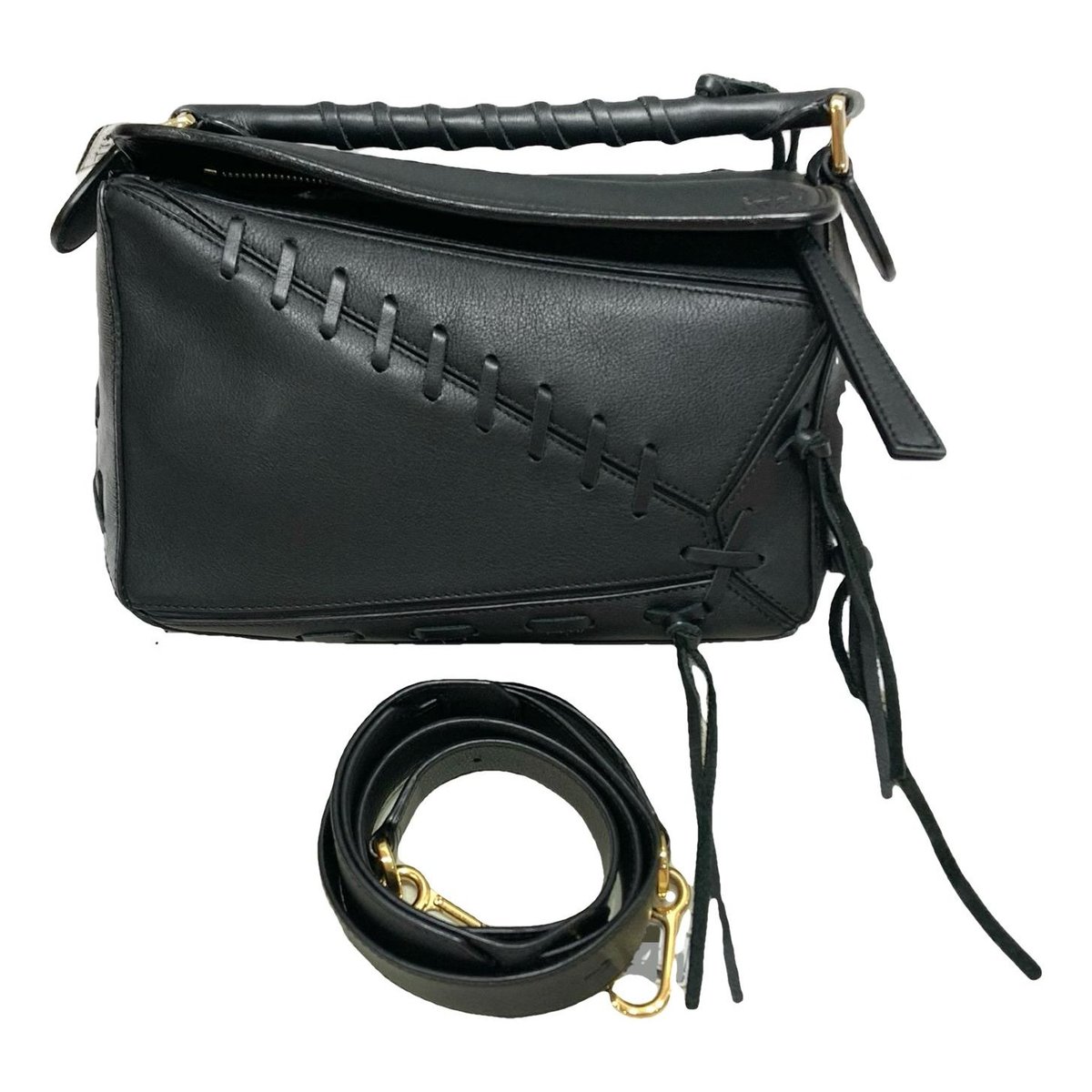Puzzle leather handbag