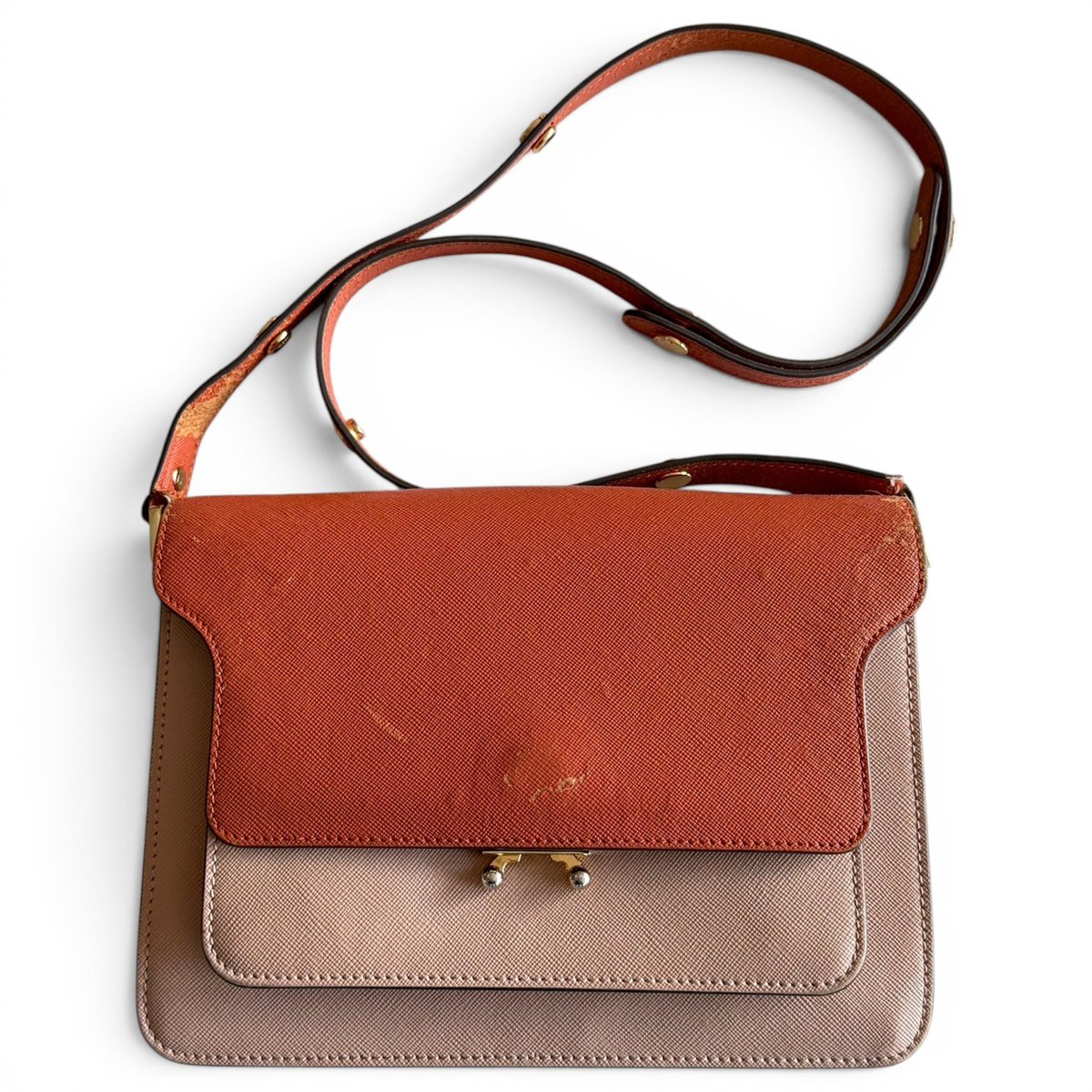 Trunk leather crossbody bag