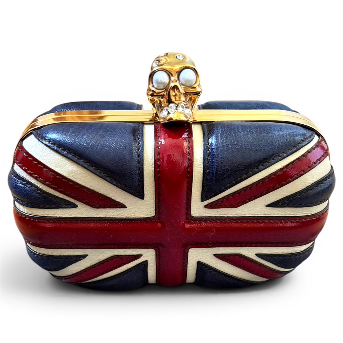 Skull leather clutch bag