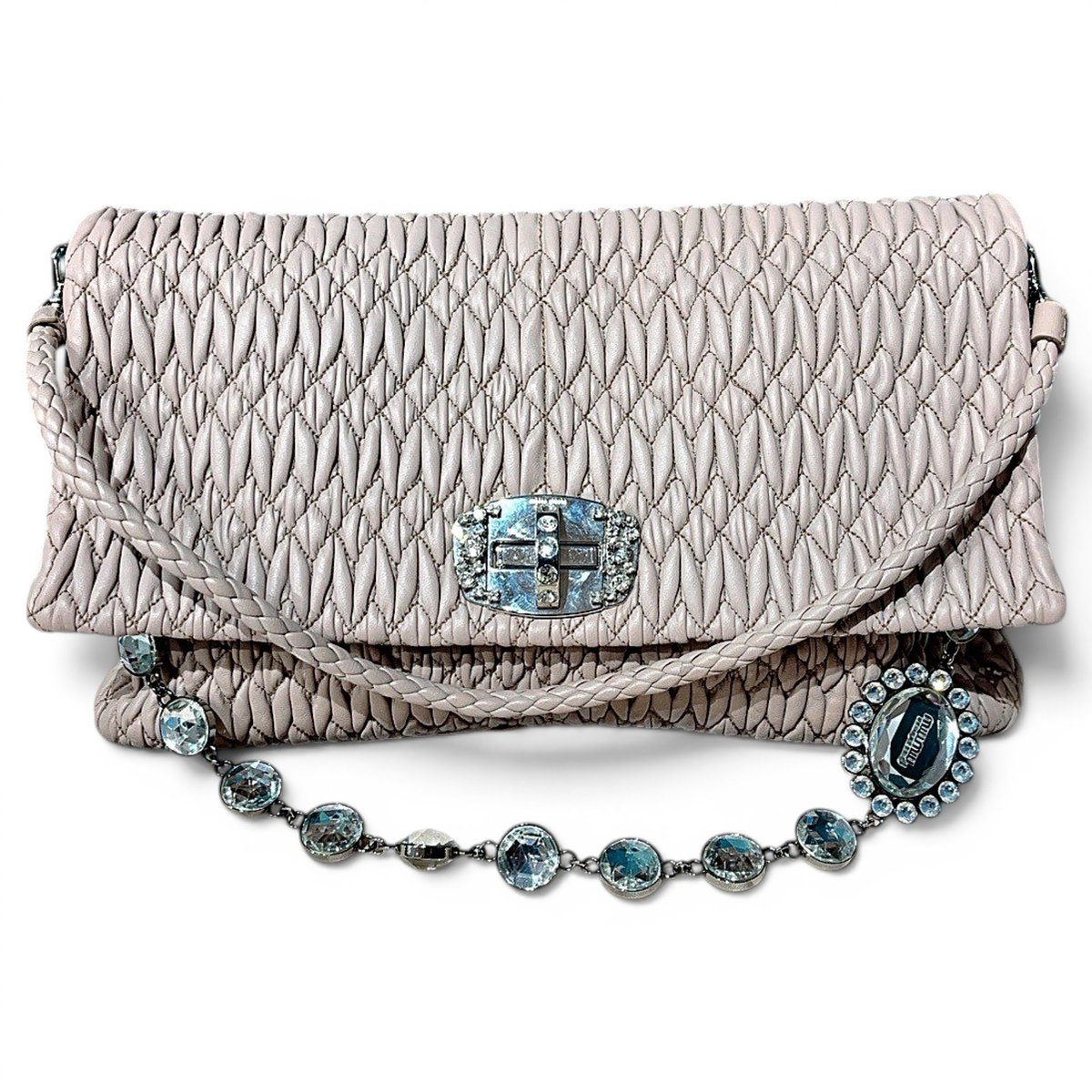 Miu Crystal leather handbag