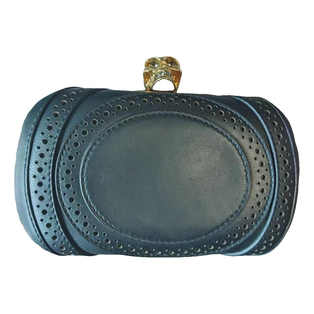 Skull leather clutch bag