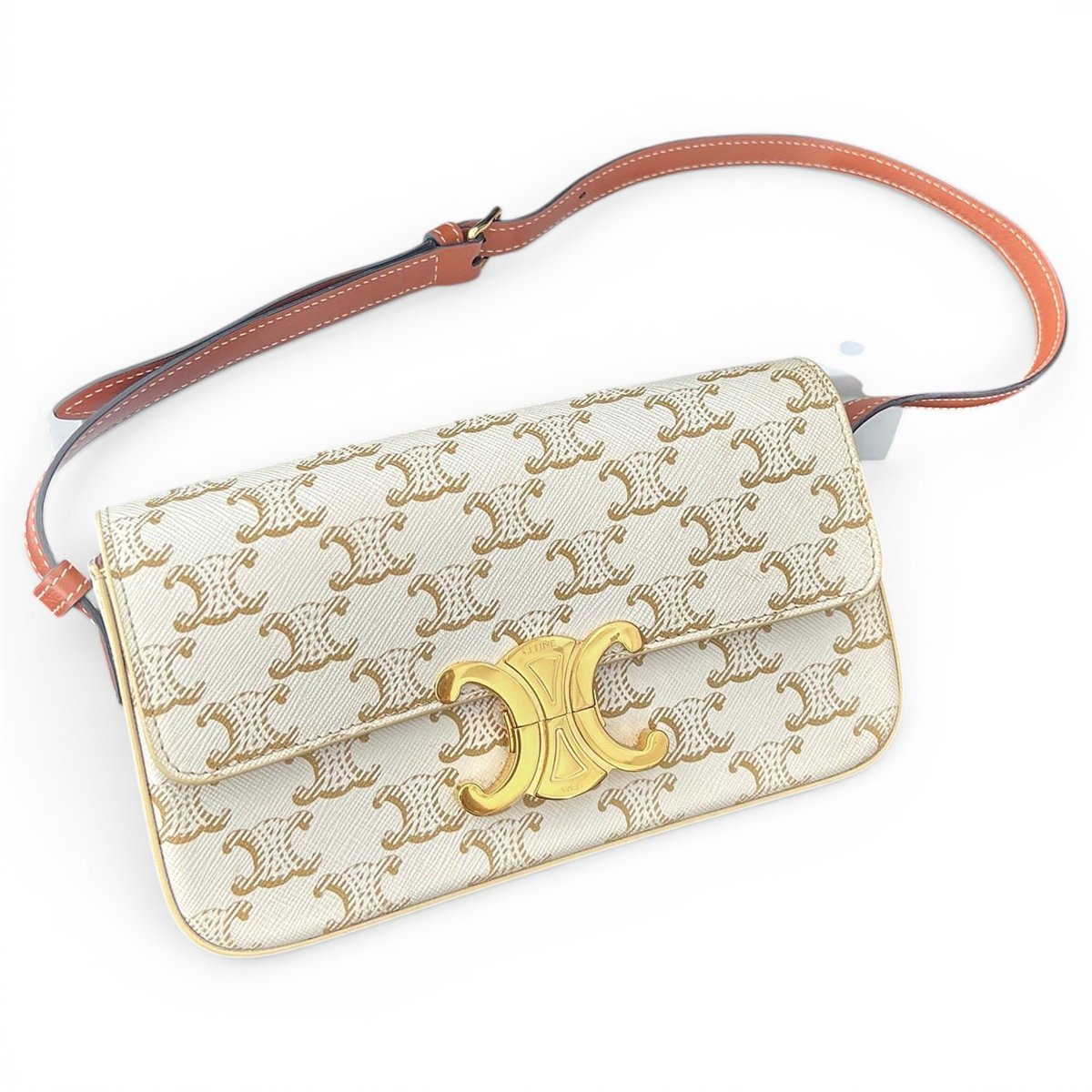Triomphe chain leather handbag