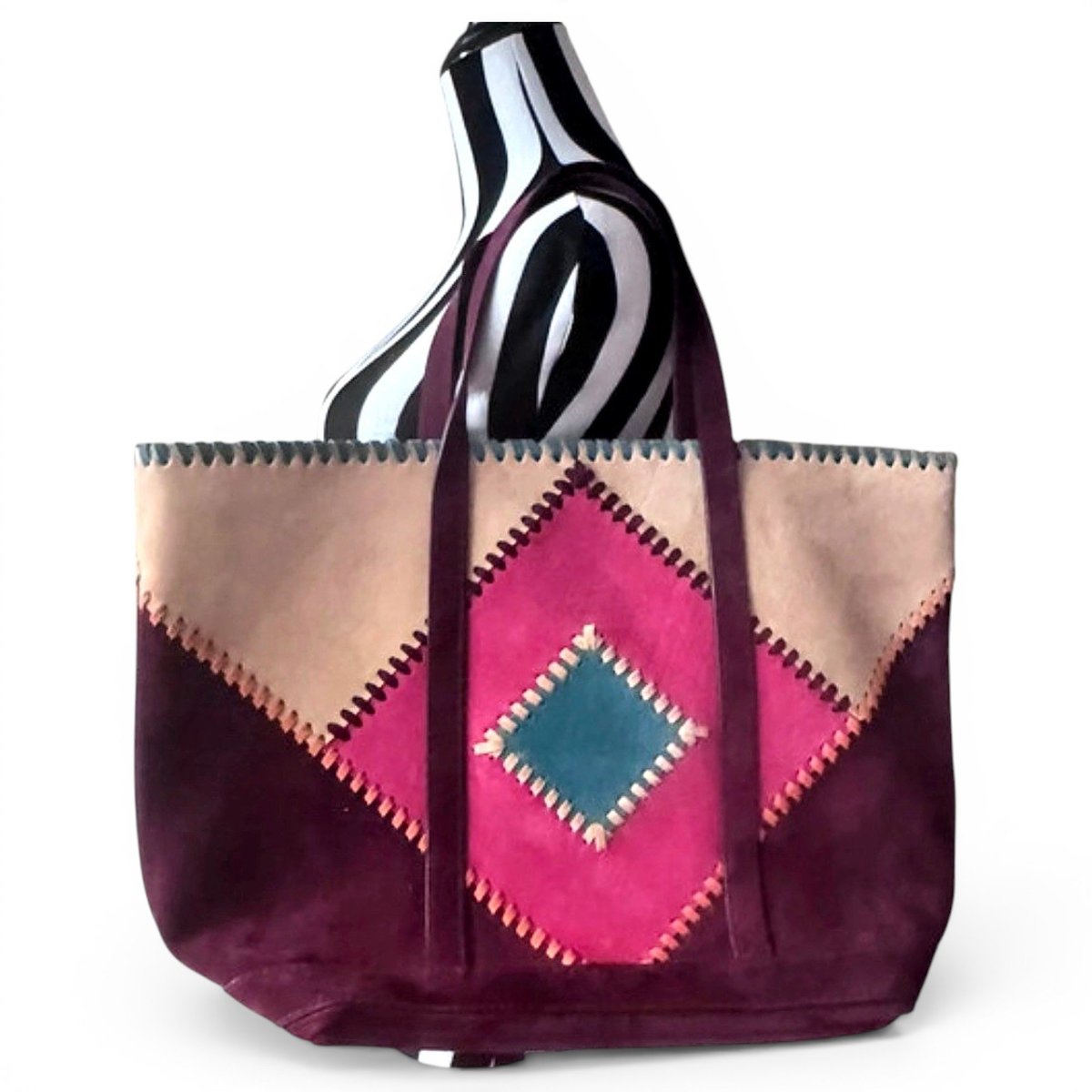 Box leather handbag