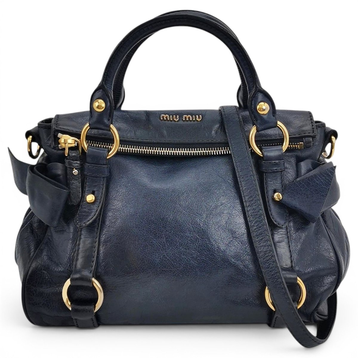 Bow bag leather handbag