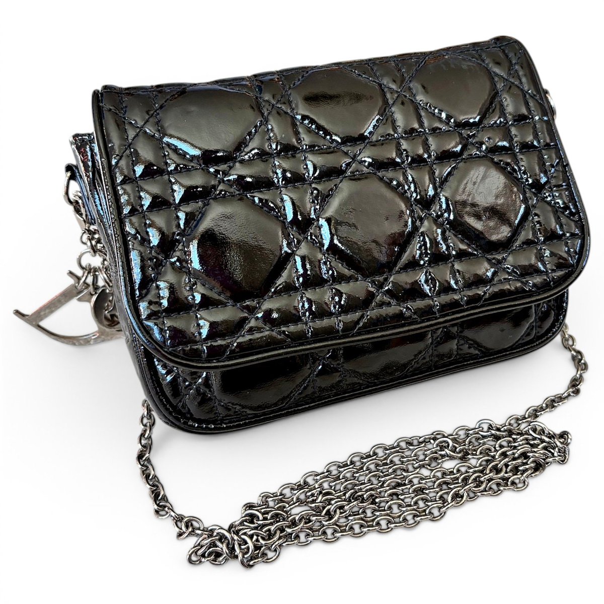 Lady Dior Wallet On Chain patent leather crossbody bag